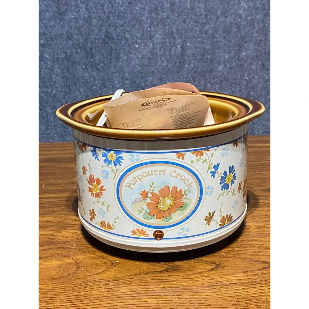Vintage Rival Potpourri Crock Model 3207 Electric Simmering Cooker Floral NOS